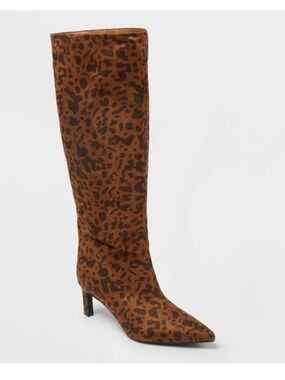 A New Day Justice Leopard-Print Knee-High Heeled Boot in Brown
Size 8